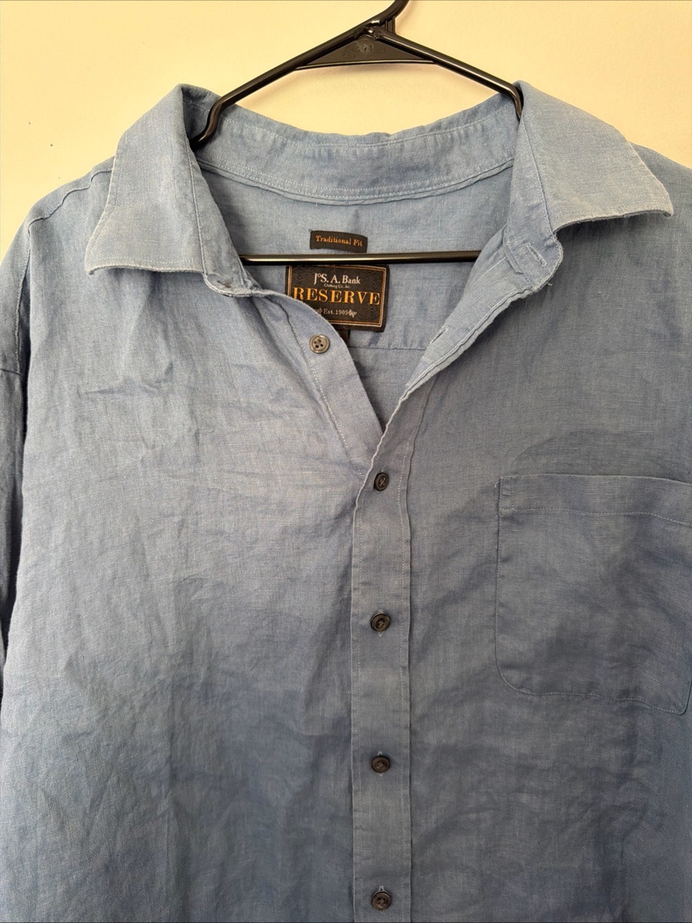 Jos. A. Bank Reserve 100% Linen Blue Button-Down Shirt XXL